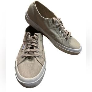 Superga Womens Size 9.5 Khaki Lace Up Sneakers